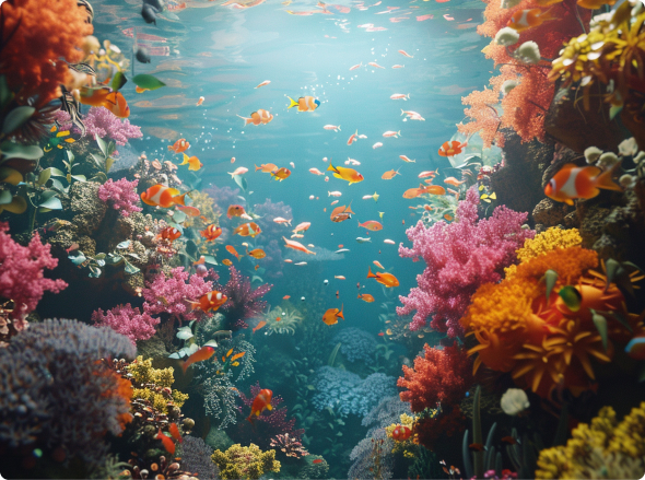 Vibrant coral gardens